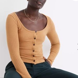 Madewell ribbed cardigan cropped tee
